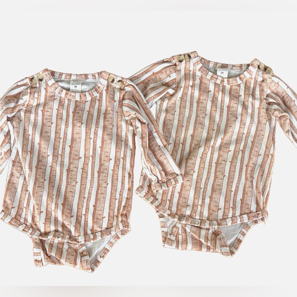 Kate Quinn 2 Bodysuit Set 6-12M Organic Cotton Woodland Birch Print Woodland